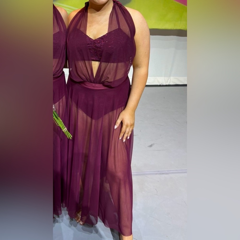 2 Piece Burgundy Dance Costume